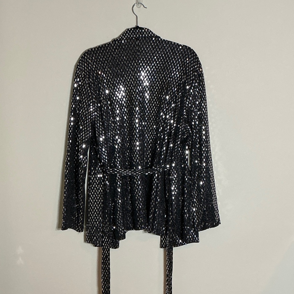Black And Silver Sequin Jacket - image 3